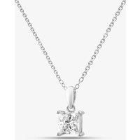T.H.Baker Women's Silver Large Princess Cut Cubic Zirconia Pendant Necklace ZVP1928 | Size: Standard