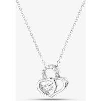 T.H.Baker Women's Silver Cubic Zirconia Circle Heart Necklace MP02327D | Size: Standard