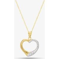 9ct Two Colour Gold Half Textured Open Heart Pendant Necklace UPD2302YW