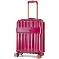 Rock Selene Small Hard Shell Cabin Suitcase in Pink - Elegant Design, 360 Swivel-Wheels, Telescopic Handle, Metallic Finish with Copper Accents & TSA Combination Lock - 54x40x22cm 2.9KG