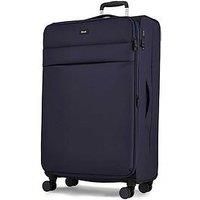 Rock Harper Large Soft Shell Suitcase in Navy - Lightweight & Stylish Design, 360 Swivel-Wheels & TSA Combination Lock - 78 x 47 x 34cm 84L Capacity