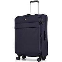 Rock Harper Medium Soft Shell Suitcase in Navy - Lightweight & Stylish Design, 360 Swivel-Wheels & TSA Combination Lock - 67 x 42 x 29.5 cm 50L Capacity