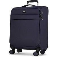 Rock Harper Small Soft Shell Cabin Suitcase in Navy - Lightweight & Stylish Design, 360 Swivel-Wheels & TSA Combination Lock - 54 x 39 x 22 cm 34L Capacity