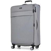 Rock Harper Large Soft Shell Suicase in Grey - Lightweight & Stylish Design, 360 Swivel-Wheels & TSA Combination Lock - 78 x 47 x 34cm 84L Capacity