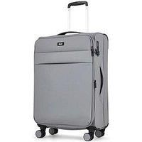 Rock Harper Medium Soft Shell Suitcase in Grey - Lightweight, Sleek & Minimalist Design - Telescopic Handle, 360 Swivel-Wheels & TSA Combination Lock - 67 x 42 x 29.5 cm 50L Capacity