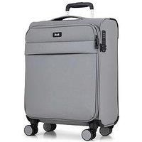 Rock Harper Small Soft Shell Cabin Suitcase in Grey - Lightweight & Stylish Design, 360 Swivel-Wheels & TSA Combination Lock - 54 x 39 x 22 cm 34L Capacity