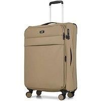 Rock Harper Medium Soft Shell Suitcase in Beige - Lightweight & Stylish Design, 360 Swivel-Wheels & TSA Combination Lock - 67 x 42 x 29.5 cm 50L Capacity