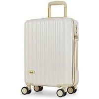 Rock Primrose Small Hard Shell Cabin Suitcase in Cream - Lightweight & Stylish Design, 360 Swivel-Wheels & TSA Combination Lock - 55x37x22.5cm 33L Capacity