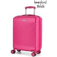 Rock Love Island Suitcase in Pink - Small Hard Shell Case for Style Seekers & Travel Lovers - Lightweight & Durable, 360 Swivel Wheels & Telescopic Handle - 55x39x20cm 35L Capacity
