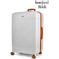 Rock Love Island Suitcase in White with Orange - Large Hard Shell Case for Style Seekers & Travel Lovers - Lightweight & Durable, 360 Swivel Wheels & Telescopic Handle - 78x53x34cm 119L Capacity
