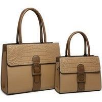 Snake Skin Buckle 2 In 1 Handbag Tote Bag