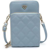 JFY Women's Quilted Pattern Two Zipped Compartment Phone Bag / Purse in Blue
