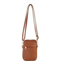 JFY Women's Zip Pocket Front Crossbody Phone Bag in Brown