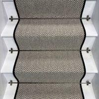 RainbowHome Herringbone Java Stair Runner With 100% Pure Wool Edge in Stone | Size: 70 cm x 700 cm