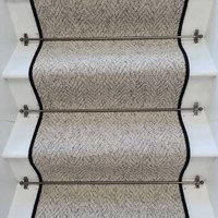 RainbowHome Herringbone Mirage Grey Stair Runner With 100% Pure Wool Edge in Light Grey | Size: 60 cm x 650 cm