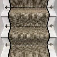RainbowHome Herringbone Java Beige Stair Runner With 100% Pure Wool Edge | Size: 55 cm x 700 cm