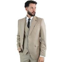 V2 Classic Men's Jude Three Piece Suit Coffee in Beige | Size: 42R