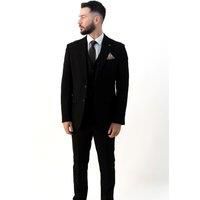 V2 Classic Men's Paolo Black Three Piece Suit | Size: 46R