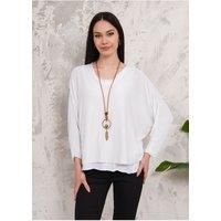 Oversized Long Sleeves Layered Blouse With Necklace