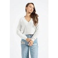 HOXTON GAL Women's Regular Fit Buttoned Knit Cardigan Sweater in White | Size: Medium