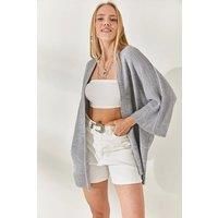 Regular Fit Batwing Sleeve Open Front Knit Cardigan