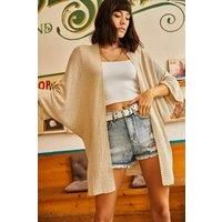 Regular Fit Batwing Sleeve Open Front Knit Cardigan