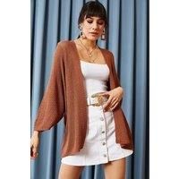 Regular Fit Batwing Sleeve Open Front Knit Cardigan