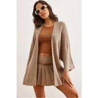 Regular Fit Batwing Sleeve Open Front Knit Cardigan