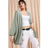 Regular Fit Batwing Sleeve Open Front Knit Cardigan