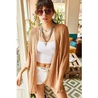 Regular Fit Batwing Sleeve Open Front Knit Cardigan