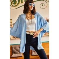 Regular Fit Batwing Sleeve Open Front Knit Cardigan