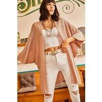 Regular Fit Batwing Sleeve Open Front Knit Cardigan