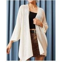 HOXTON GAL Women's Regular Fit Batwing Sleeve Open Front Knit Cardigan Sweater in White | Size: Large