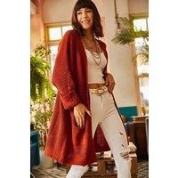 Relaxed Knit Cardigan with Folded Sleeves and Pockets