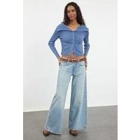 Ribbed Knit Cropped Cardigan with Draped Collar