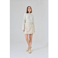 HOXTON GAL Women's Button-Front Mini Skirt in Cream | Size: 10