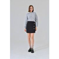 HOXTON GAL Women's Button-Front Mini Skirt in Black | Size: 6
