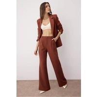 High-Waist Wide-Leg Woven Pleated Trousers