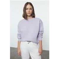 HOXTON GAL Women's Thick Fleece-Lined Regular Fit Crew Neck Sweatshirt in Lilac | Size: Small