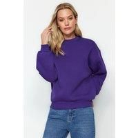 HOXTON GAL Women's Thick Fleece-Lined Regular Fit Crew Neck Sweatshirt in Purple | Size: XL