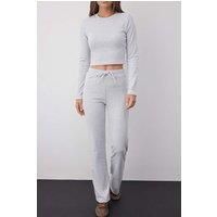 WOVCOR Women's 2-Piece Slim Fit Knit Top & Pants Set in Grey | Size: XL