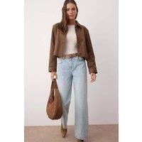 WOVCOR Women's High Waist Wide Leg Jeans Denim in Light Blue | Size: 4