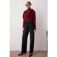 WOVCOR Women's High Waist Wide Leg Jeans Denim in Black | Size: 8