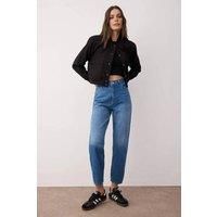 WOVCOR Women's High Waist Mom Jeans in Blue | Size: 16