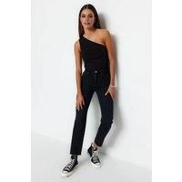 WOVCOR Women's High Waist Mom Jeans in Black | Size: 8