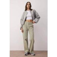 WOVCOR Women's High Waist Utility Wide Leg Jeans With Front Pockets in Pale Green | Size: 8