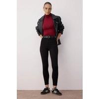 WOVCOR Women's High Waist Fitted Flexible Skinny Jeans in Black | Size: 8