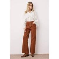 WOVCOR Women's Button Detailed High Waist Wide Leg Comfort Jeans in Brown | Size: 6