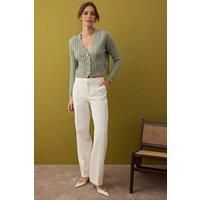 WOVCOR Women's Soft Textured Crop Knit Cardigan With Pearl Buttons in Mint | Size: Medium