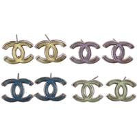 CHANEL Sterling Silver Enamel Stud Earrings - Hypoallergenic Classic Studs